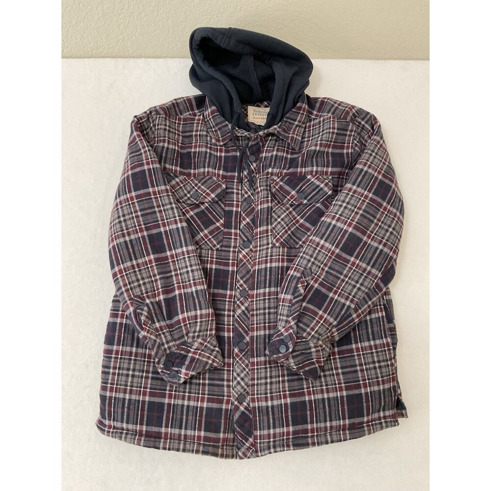 Boston Traders Hooded Flannel Quilt Lined Full Zip Snap Mens’s M Work Outdoor